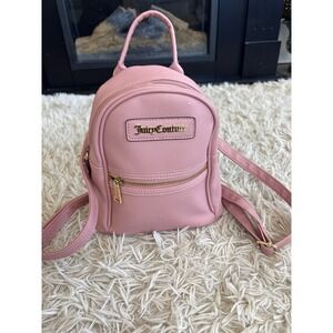 Juicy Couture Pink Mini Backpack Gold Logo Zip Closure Adjustable Straps